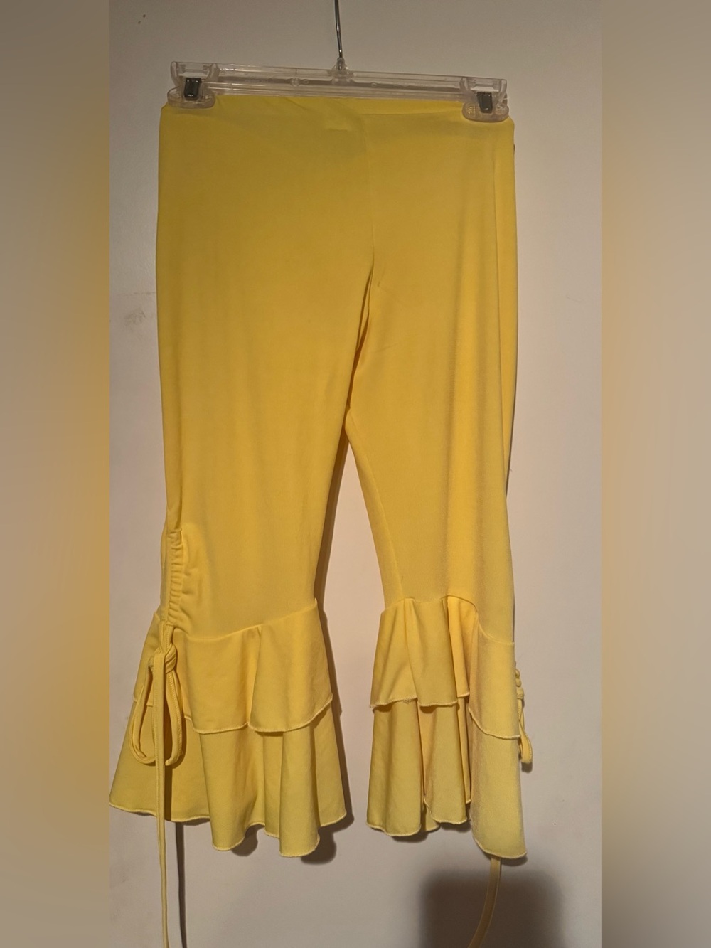 Yellow Fusion Dance Capri Pants with Flair on End